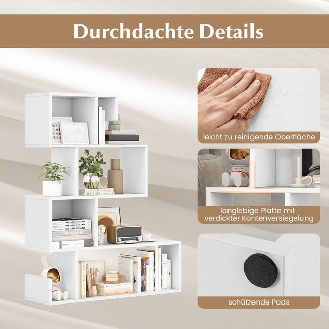 Bücherregal mit 5 Ebenen, geometrisches Lagerregal mit offenen Fächern, 80 x 22 x 100 cm, weiß