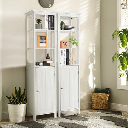 5-tier narrow tall cabinet with 3-position shelf 40 x 32 x 161.5 cm white