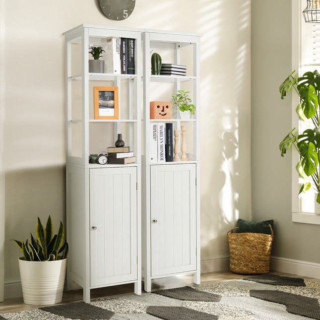 5-tier narrow tall cabinet with 3-position shelf 40 x 32 x 161.5 cm white