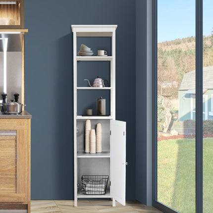 5-tier narrow tall cabinet with 3-position shelf 40 x 32 x 161.5 cm white