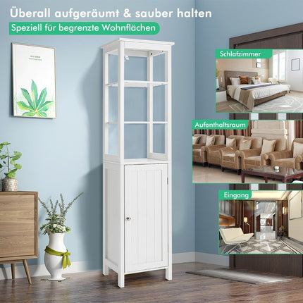 5-tier narrow tall cabinet with 3-position shelf 40 x 32 x 161.5 cm white