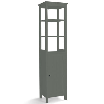 5-laags hoge kast, slanke vrijstaande badkamerkast met verstelbare planken, grijs, 40 x 32 x 161,5 cm