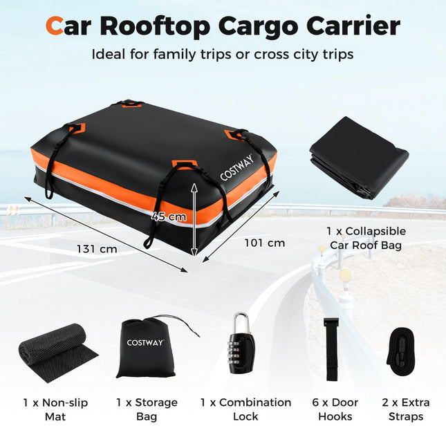 600L Car Roof Box, Waterproof PVC, Anti-Slip Mat, Lock