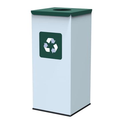 60-Liter-Mülleimer, quadratisch – Weiß, umweltfreundlicher Stahl