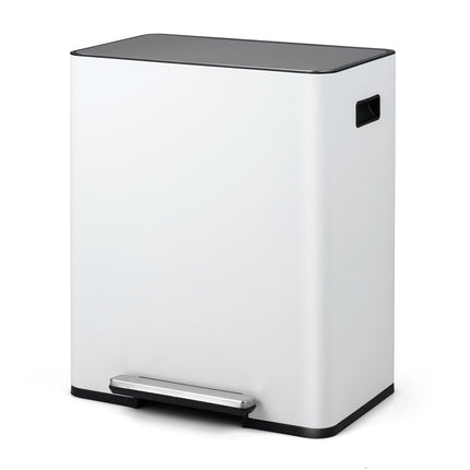 60L Edelstahl Küchenmülleimer mit Pedal & zwei Fächern