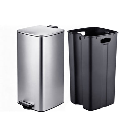 60L Stainless Steel Pedal Bin – Soft-Close, Silver