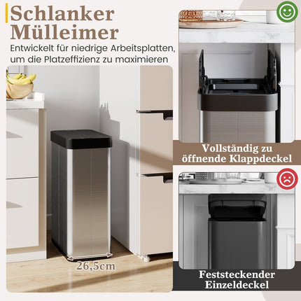 60L Edelstahl-Mülleimer mit Bewegungssensor