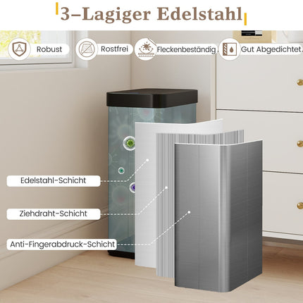 60L Edelstahl-Mülleimer mit Bewegungssensor