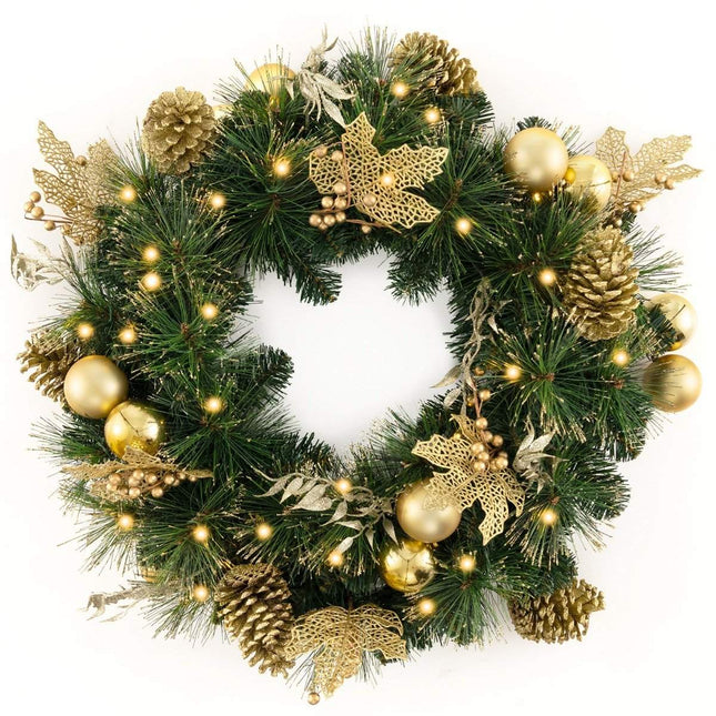 60 cm Künstlicher Weihnachtskranz mit 35 LED-Lichtern