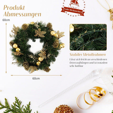 60 cm Artificial Christmas Wreath with 35 LED Lights