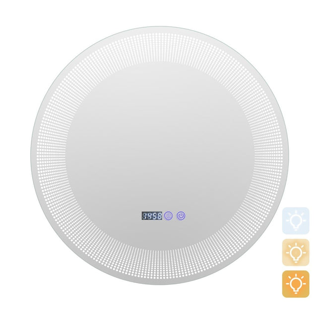 Miroir de salle de bain LED Ø 60 cm avec lumières tricolores et interrupteur tactile miroir cosmétique