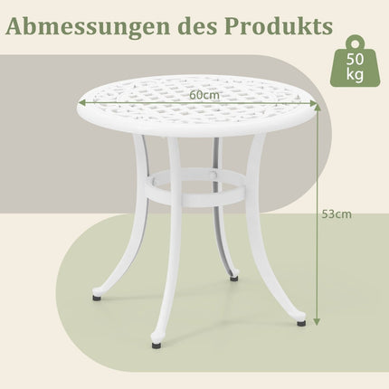 60 cm Round Cast Aluminum Patio Table – Adjustable Feet
