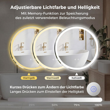 60 cm runder LED-Badspiegel mit einstellbarer Helligkeit