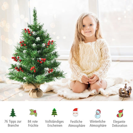 Stolní vánoční stromek 60 cm s PVC větvičkami a bobulemi