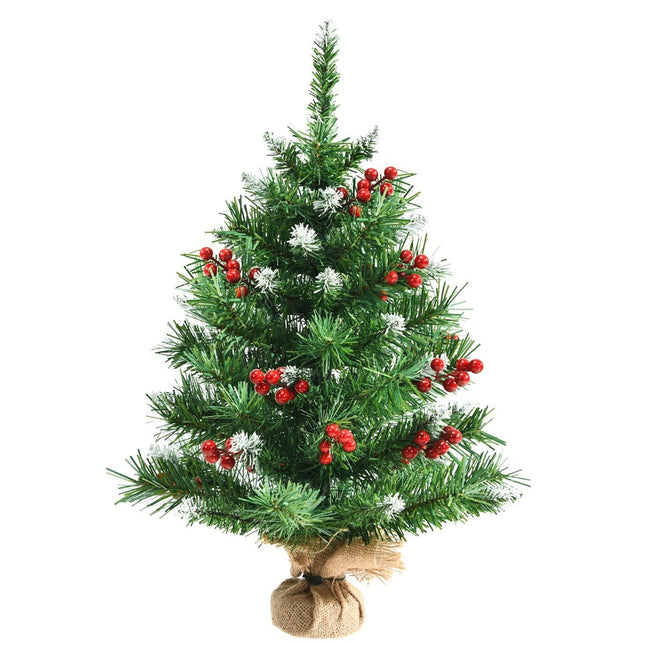 Stolní vánoční stromek 60 cm s PVC větvičkami a bobulemi