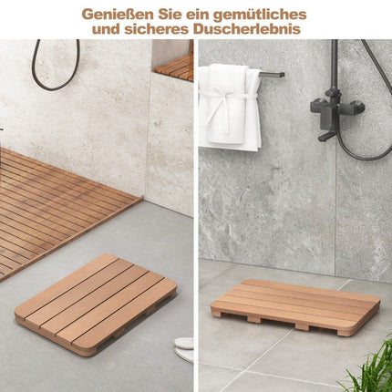 60 x 48 cm WC-Vorleger aus Hagebuttenholz-Design, Badematte, belastbar bis 150 kg, Badezimmermatte, braun, korrosionsbeständig, rostfrei, langlebig