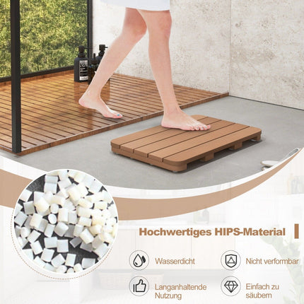 60 x 48 cm WC-Vorleger aus Hagebuttenholz-Design, Badematte, belastbar bis 150 kg, Badezimmermatte, braun, korrosionsbeständig, rostfrei, langlebig