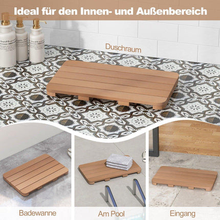 60 x 48 cm WC-Vorleger aus Hagebuttenholz-Design, Badematte, belastbar bis 150 kg, Badezimmermatte, braun, korrosionsbeständig, rostfrei, langlebig