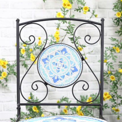 Bistro set for 2: Ø 61 Cm Steel table & folding chairs