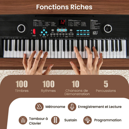 61-Key Beginner Keyboard with Mic and Carrying Case