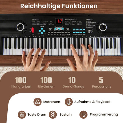 61-Key Digital Piano Keyboard with Stand & Microphone