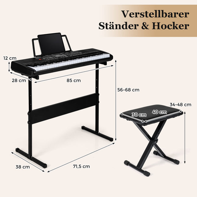 61-Tasten-Keyboard-Set mit verstellbarem Ständer
