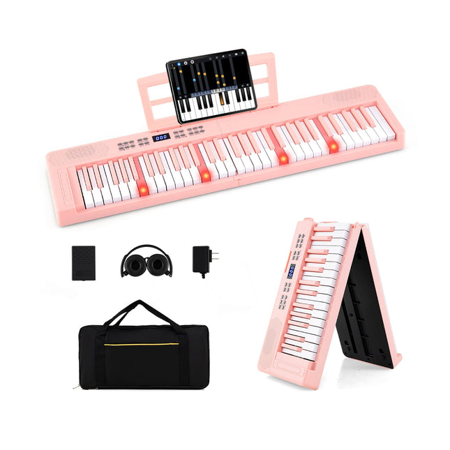 61-Tasten zusammenklappbares elektronisches Keyboard mit MIDI, Pink