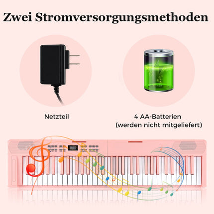 61-Tasten zusammenklappbares elektronisches Keyboard mit MIDI, Pink