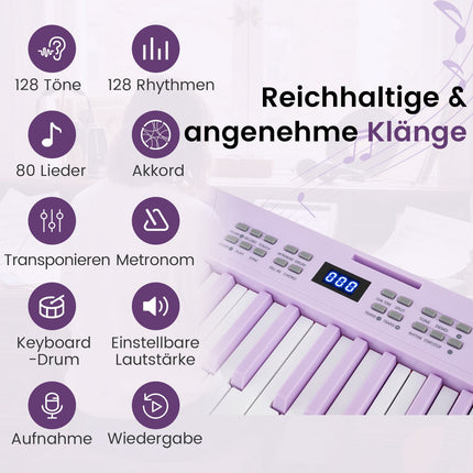 61-Key Foldable Electronic Keyboard with MIDI & Split