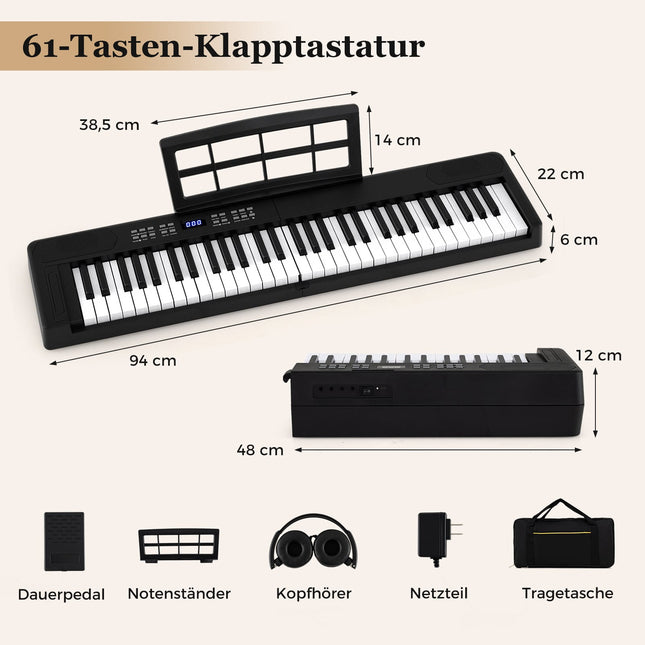 61-Tasten zusammenklappbares elektronisches Piano-Keyboard mit MIDI & Split