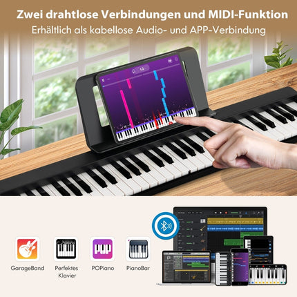 61-Tasten Digitalpiano faltbar mit Bluetooth & Zubehör