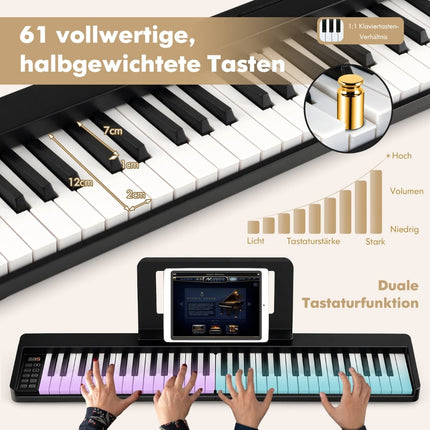 61-Tasten Digitalpiano faltbar mit Bluetooth & Zubehör