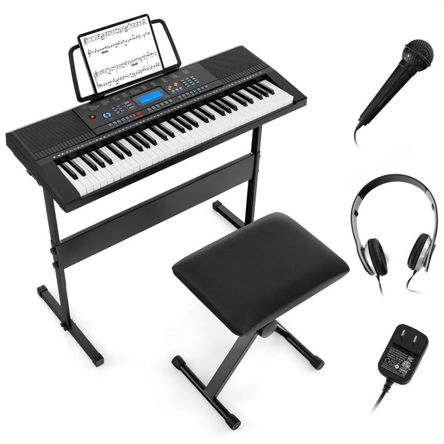 Tragbares 61-Tasten-Keyboard-Set mit Ständer und Mikrofon