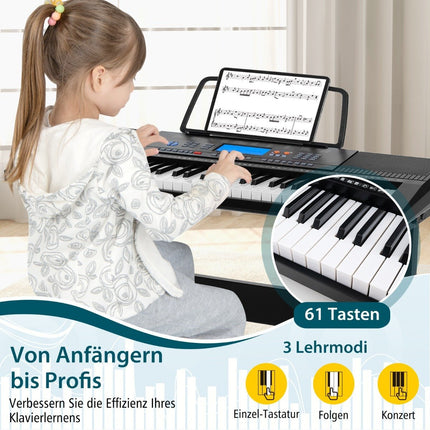 61-Key Portable Electronic Keyboard Set with Stand & Mic