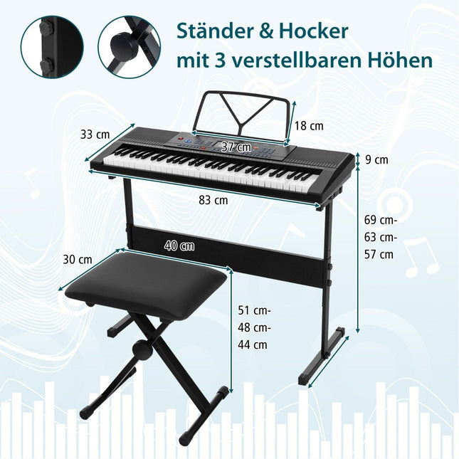 Tragbares 61-Tasten-Keyboard-Set mit Ständer und Mikrofon