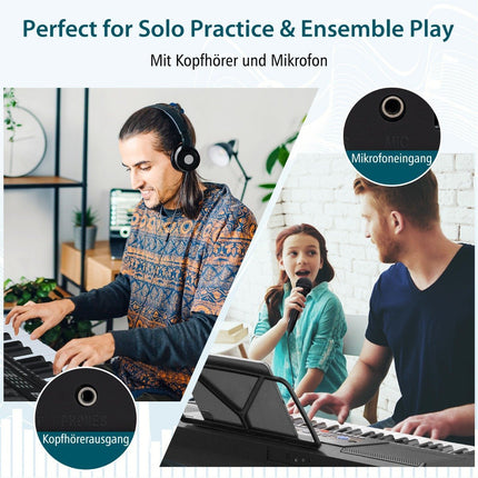 61-Key Portable Electronic Keyboard Set with Stand & Mic