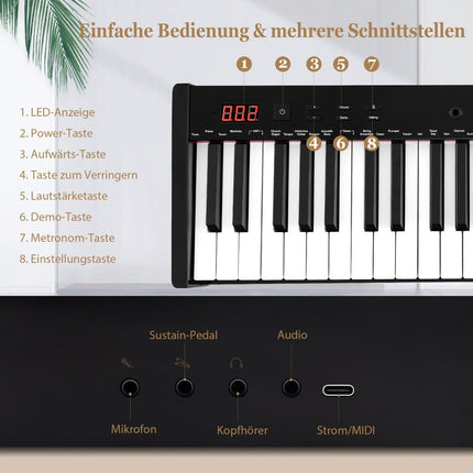 61-Tasten tragbares elektronisches Keyboard mit Ständer und Hocker