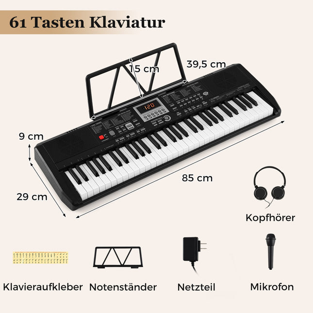61-Tasten Portable Keyboard mit 200 Rhythmen & Klangfarben