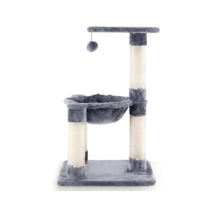 64cm Grey Cat Tree with Hammock and Scratching Posts