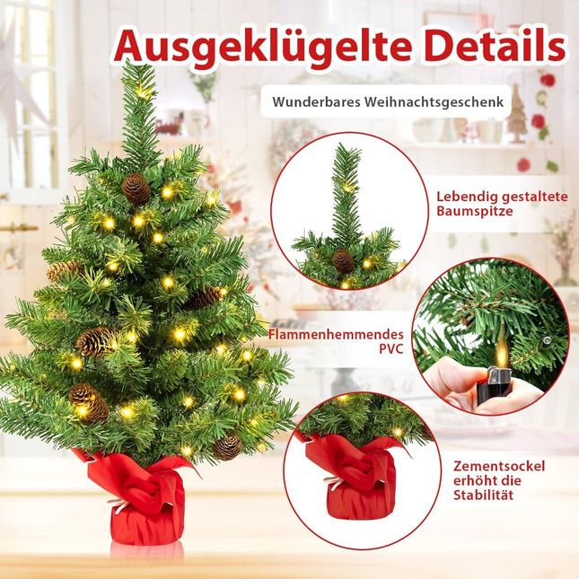 LED mini vánoční stromek 64 cm – 50 světel, šišky