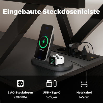 65-Zoll-TV-Ständer mit LED-Beleuchtung und Steckdosen