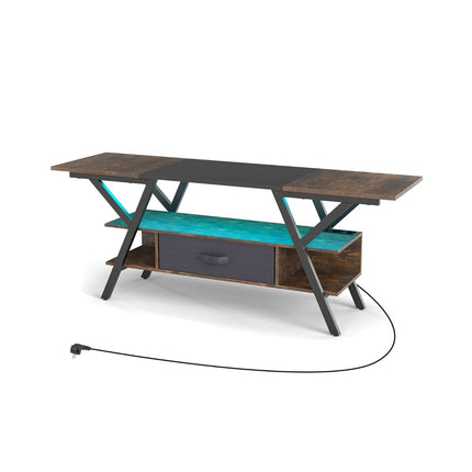 65-Inch TV Stand with LED Lights and Storage