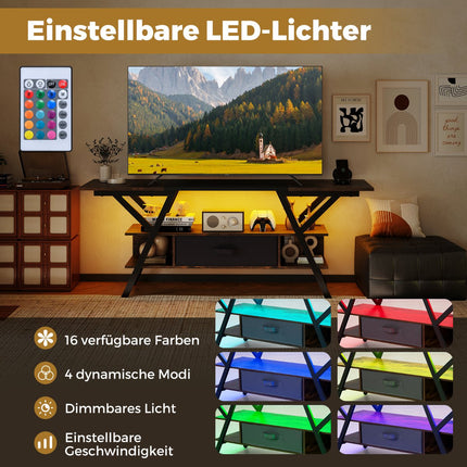 65-Inch TV Stand with LED Lights and Storage