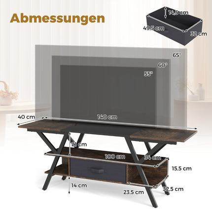 65-Inch TV Stand with LED Lights and Storage