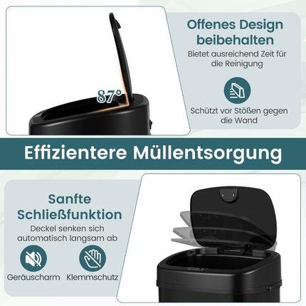 68L Automatischer Sensor-Mülleimer – Doppelzone, Schwarz
