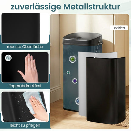 68L Automatischer Sensor-Mülleimer – Doppelzone, Schwarz