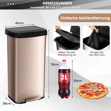 68L Kitchen Trash Can with Soft-Close Lid & Deodorizer