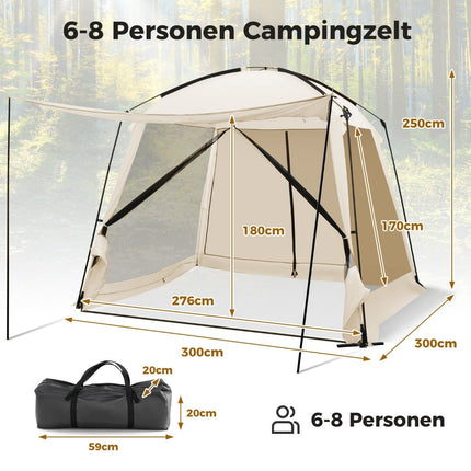 6-8 Person Waterproof Camping Tent with Vestibule