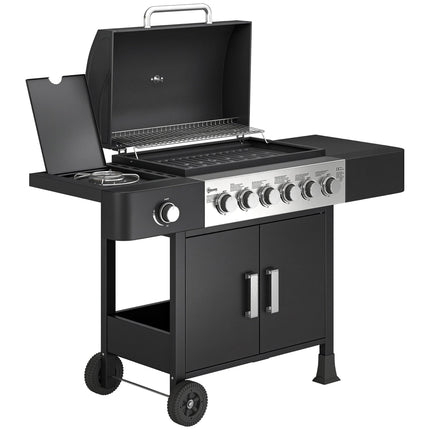 Gasgrill aus Edelstahl mit 6 Brennern und Seitenbrenner
