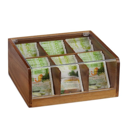 Teebox aus Holz mit 6 Fächern